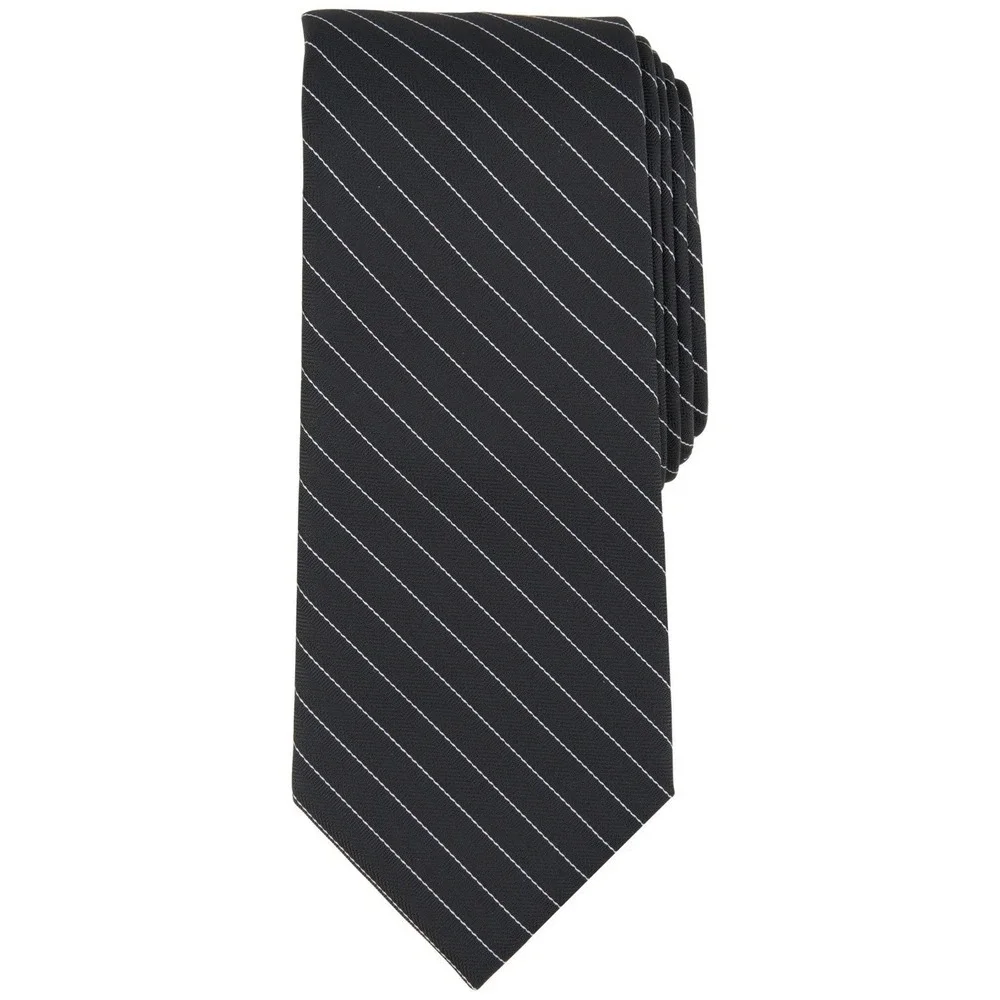 Alfani Mens Tie One Size Black Ozark Stripe Quiet Luxury Necktie NWT